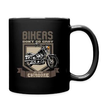 Motorrad Biker Grau Chrom Spruch Lustig - Tasse einfarbig - Schwarz - Rechts