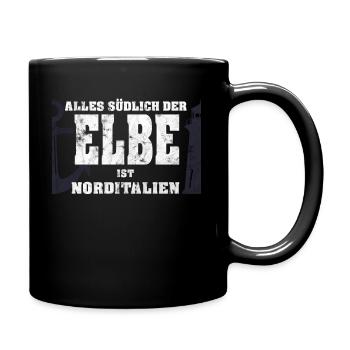 Norddeutsche Sprüche Alles suedlich der Elbe - Tasse einfarbig - Schwarz - Rechts