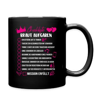 JGA Spiel Mutprobe Junggesellinnenabend Braut Game - Tasse einfarbig - Schwarz - Rechts