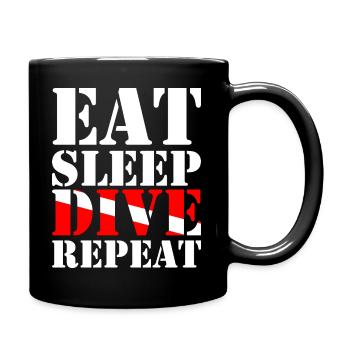 Eat Sleep Dive Repeat - Tasse einfarbig - Schwarz - Rechts