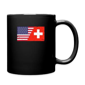 Schweiz Amerika - Tasse einfarbig - Schwarz - Rechts