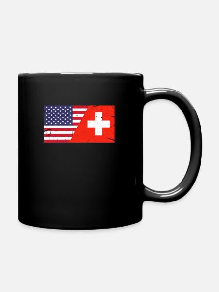Schweiz Amerika - Tasse einfarbig - Schwarz