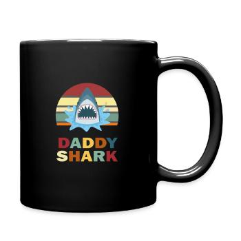 Father's Day Daddy Daddy Daddy Daddy Daddy Shark - Full Colour Mug - black - Right