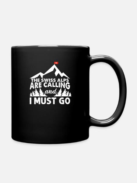 Schweizer Alpen - Tasse einfarbig - Schwarz