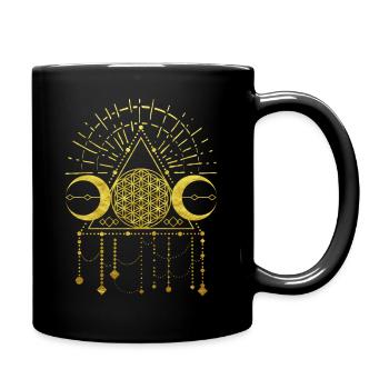 Blume des Lebens Schamanen Geometrie Symbol Gold - Tasse einfarbig - Schwarz - Rechts