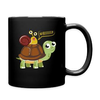 Tortue escargot drôle mignon graphique - Mug uni - noir - Droite