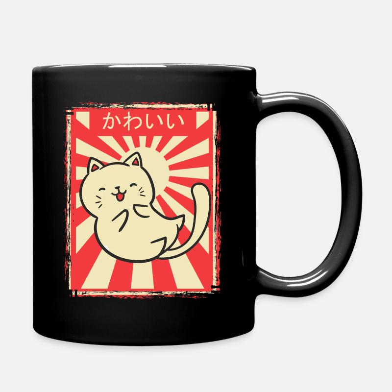 Kawaii Anime Manga Katze Katzen Retro Geschenk - Tasse einfarbig - Schwarz