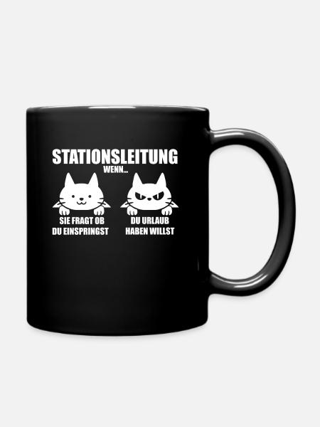 Pfleger Shirt Krankenschwester Stationsleitung - Tasse einfarbig - Schwarz