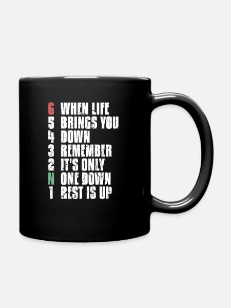 1N23456 Motorrad When Life Brings You Down - Tasse einfarbig - Schwarz