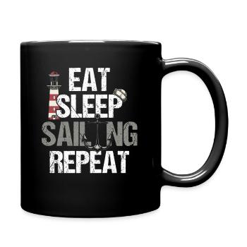 Captain Seemann Eat Sleep Sailing Repeat - Full Colour Mug - black - Right