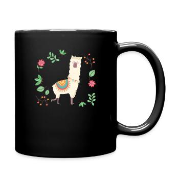 Süßes Alpaka / Lama - Tasse einfarbig - Schwarz - Rechts