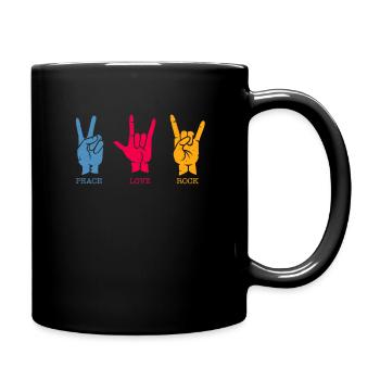 80er Peace Love Rock Frieden Liebe Geschenk - Tasse einfarbig - Schwarz - Rechts