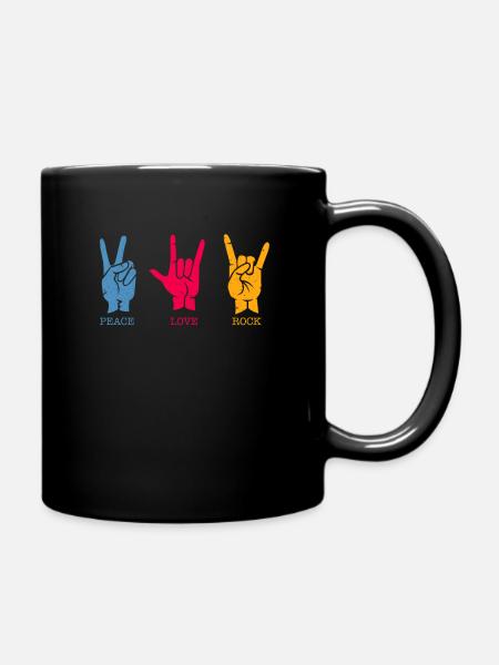 Années 80 Peace Love Rock Peace Love Gift - Mug uni - noir