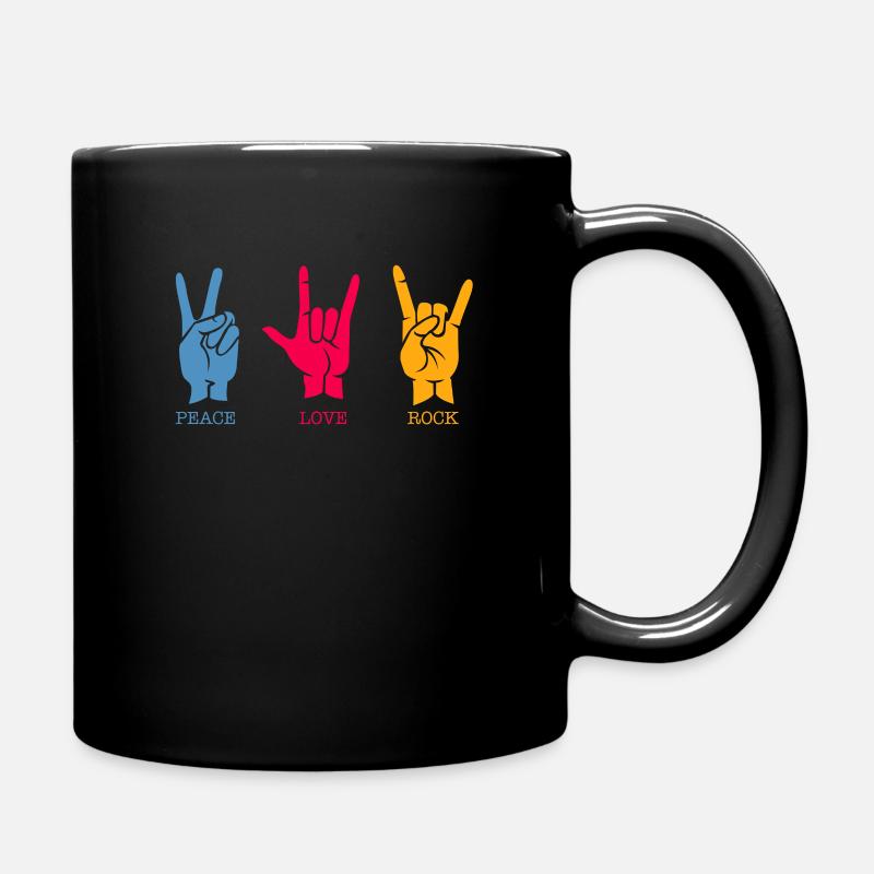 80er Peace Love Rock - Tasse einfarbig - Schwarz