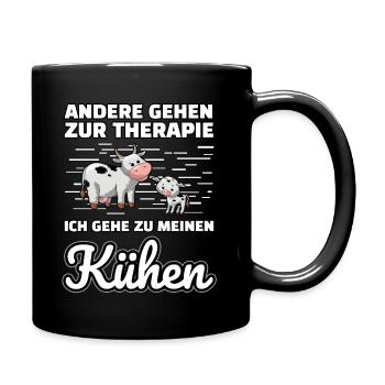 Kuh Therapie lustiges Geschenk - Tasse einfarbig - Schwarz - Rechts
