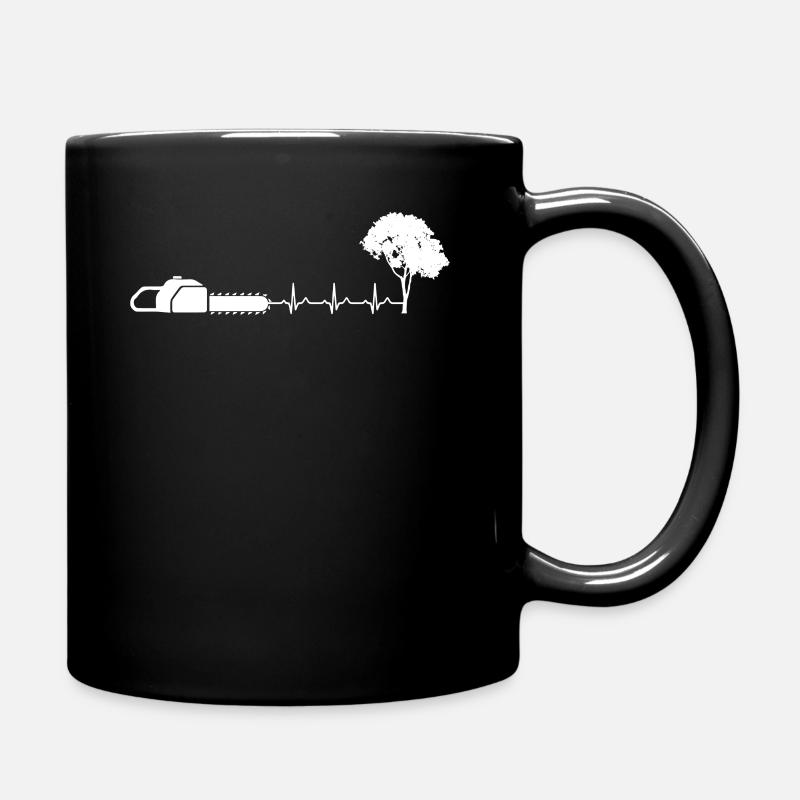 Holzfäller EKG Puls Herzschlag - Tasse einfarbig - Schwarz