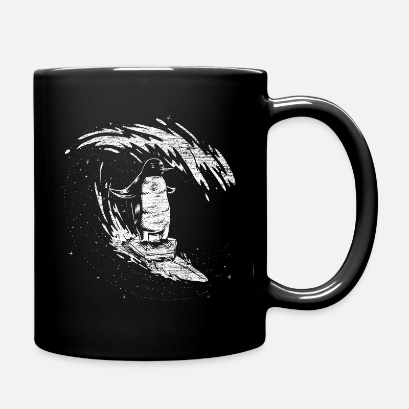 Pinguin Surfer - Tasse einfarbig - Schwarz