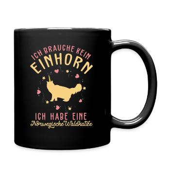 Norwegische Waldkatze Einhorn - Tasse einfarbig - Schwarz - Rechts