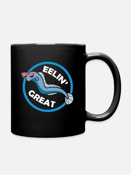 Eel Sea Animal Feeling Great Animal WordPlay - Full Colour Mug - black
