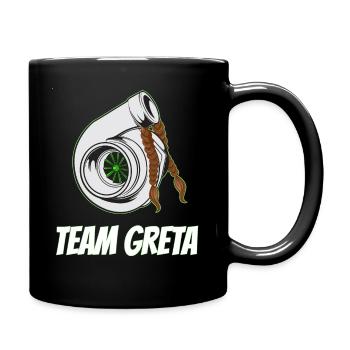 Team Greta mit Turbolader mit Zöpfen Illustration - Tasse einfarbig - Schwarz - Rechts