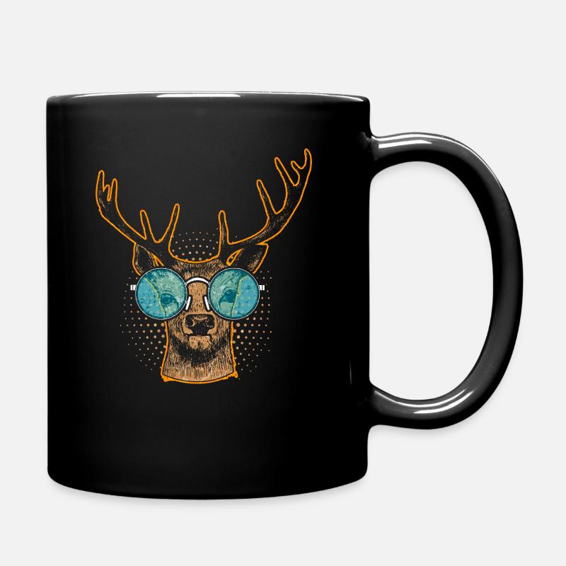 Cooler Hirsch mit Brille - Tasse einfarbig - Schwarz