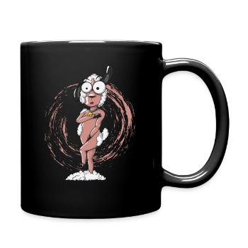 nacktes geschorenes Schaf - Tasse einfarbig - Schwarz - Rechts