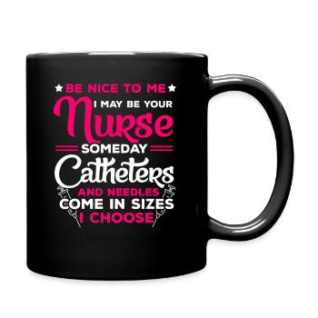 Krankenschwester Lustiger Spruch - Tasse einfarbig - Schwarz - Rechts