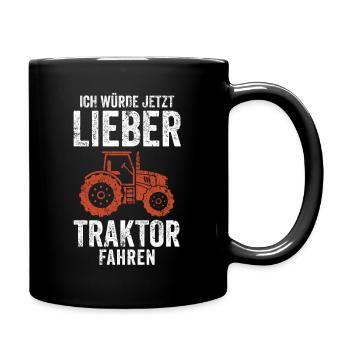 Récolte tracteur - Mug uni - noir - Droite