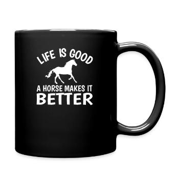 Pferd - Tasse einfarbig - Schwarz - Rechts