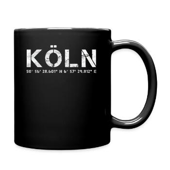 Köln, GPS Koordinaten, Kölner Dom Geschenk - Tasse einfarbig - Schwarz - Rechts