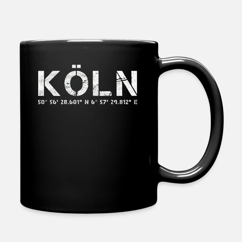 Köln, GPS Koordinaten, Kölner Dom Geschenk - Tasse einfarbig - Schwarz