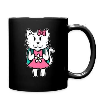 Cat school enrollment kids cartoon gift - Full Colour Mug - black - Right