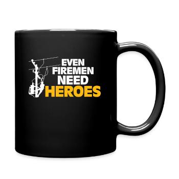 Power Lineman Selbst Feuerwehrleute brauchen Helde - Tasse einfarbig - Schwarz - Rechts