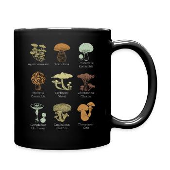 Essbare Pilz Fan Mycology Typen Geschenkdruck - Tasse einfarbig - Schwarz - Rechts