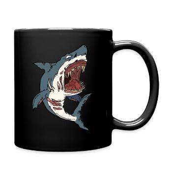 Halloween Grusel Hai Haifisch Zombie Geschenk - Tasse einfarbig - Schwarz - Rechts