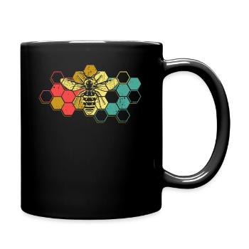 Bee Bees Honeycombs Retro Vintage Honey Gift - Full Colour Mug - black - Right