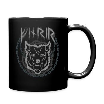 Fenrir Fenris Wolf Old Norse runes - Full Colour Mug - black - Right