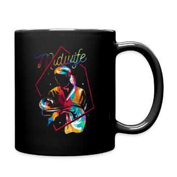 Hebamme Geschenk - Tasse einfarbig - Schwarz - Rechts