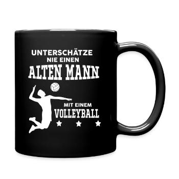 Never underestimate an old man with volleyball - Full Colour Mug - black - Right