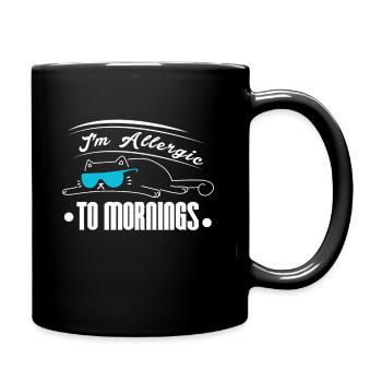 Allergic to Morning - Funny Lazy Cat - Full Colour Mug - black - Right
