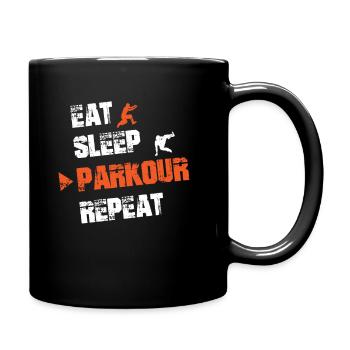 Eat Sleep Parkour Repeat Essen Schlafen Parkour - Tasse einfarbig - Schwarz - Rechts