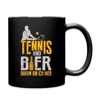 Tennisspieler Tennis Bier Darum Bin Ich Hier Witz - Tasse einfarbig - Schwarz - Rechts