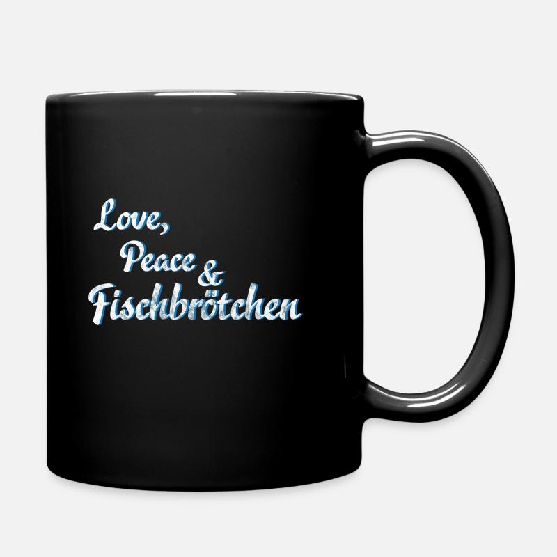 Love, Peace et petits pains de poisson - Mug uni - noir