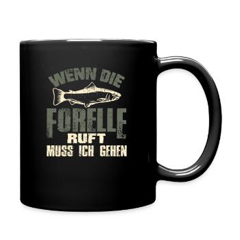 Angeln Angler Fischen Fischer Fisch Angelrute - Tasse einfarbig - Schwarz - Rechts