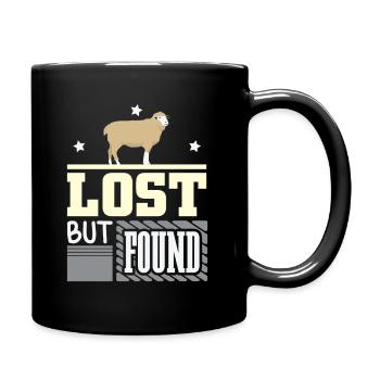 Lost but found Christian Bible verse - Full Colour Mug - black - Right