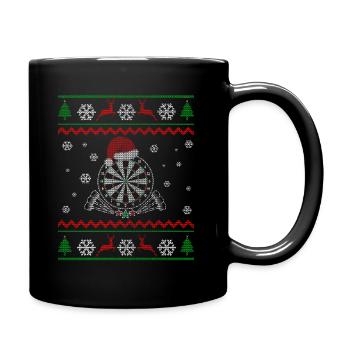 Weihnachten Dart Darts Geschenk - Tasse einfarbig - Schwarz - Rechts