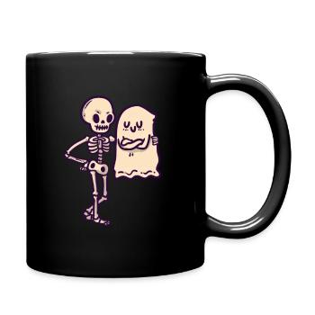 Boo et squelette - Mug uni - noir - Droite