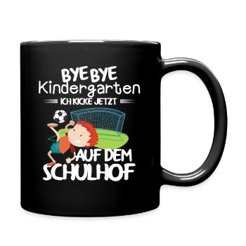 Schulanfang Kicker Fußball Fußballer Einschulung - Tasse einfarbig - Schwarz - Rechts