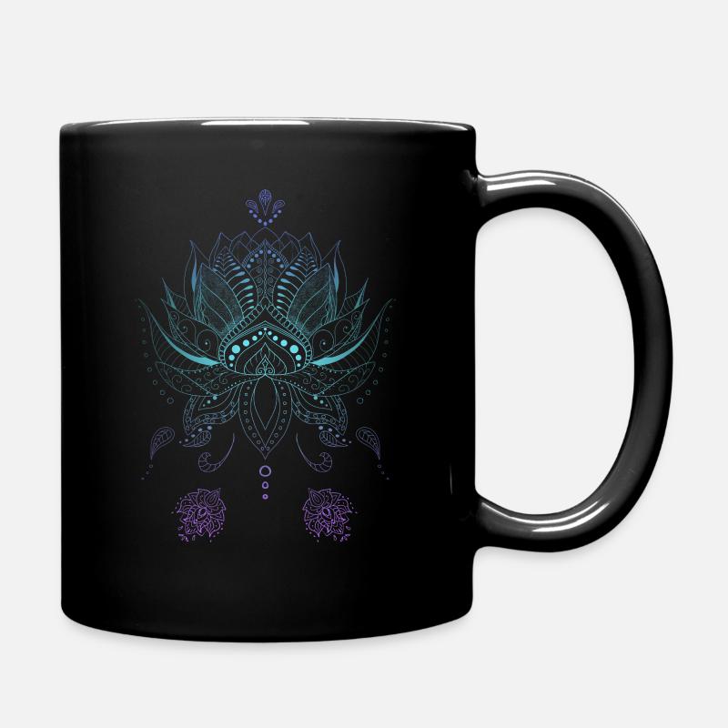 Lotusblume indisch Boho Stil Mandala Ornamenten - Tasse einfarbig - Schwarz