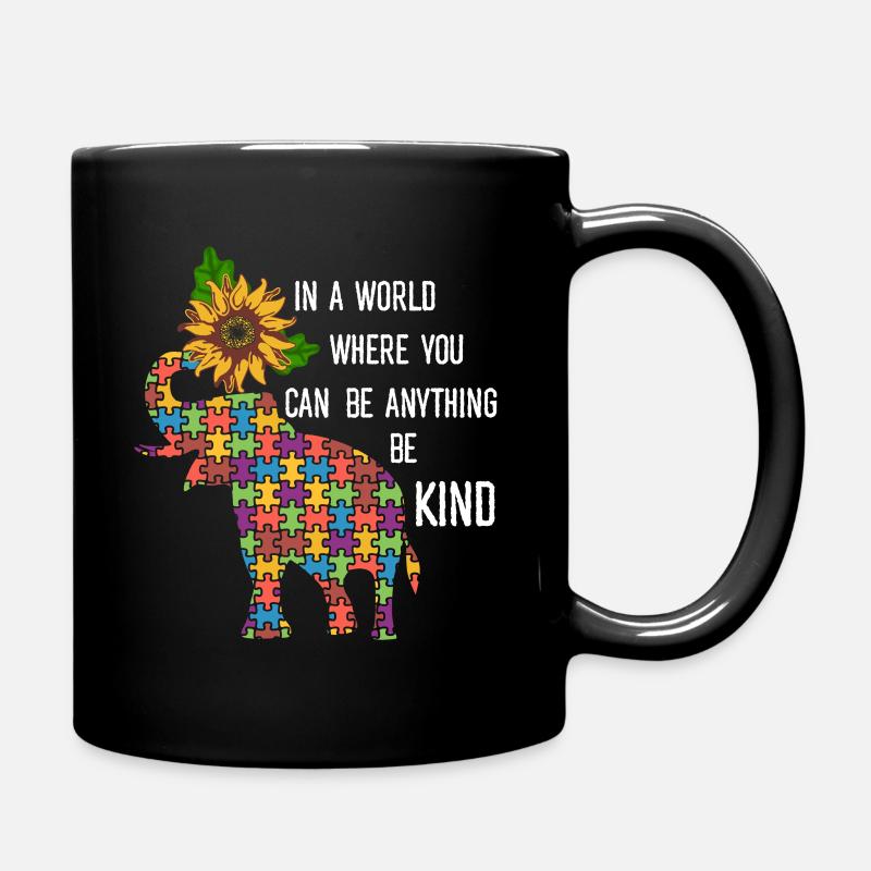 You Can Be Anything Be Kind - Elefant Sonnenblume - Tasse einfarbig - Schwarz